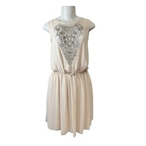 ASOS Dress Beaded Mesh Sheer Keyhole Open Back Femme Euro Summer Festival Spring